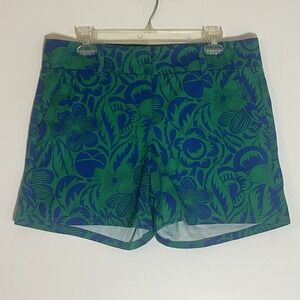 Talbots Shorts Womens 10 Green Blue Floral Casual Comfort Lightweight The Daily